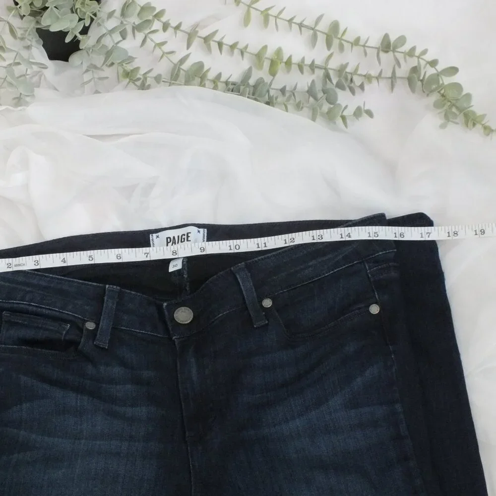 Paige Denim Skyline Straight Distressed Dark Wash Designer Jeans Women’s Size 30 - Picture 11 of 12